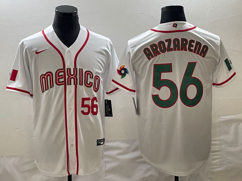 Men 2023 World Cub Mexico #56 Arozarena White green Nike MLB Jersey7